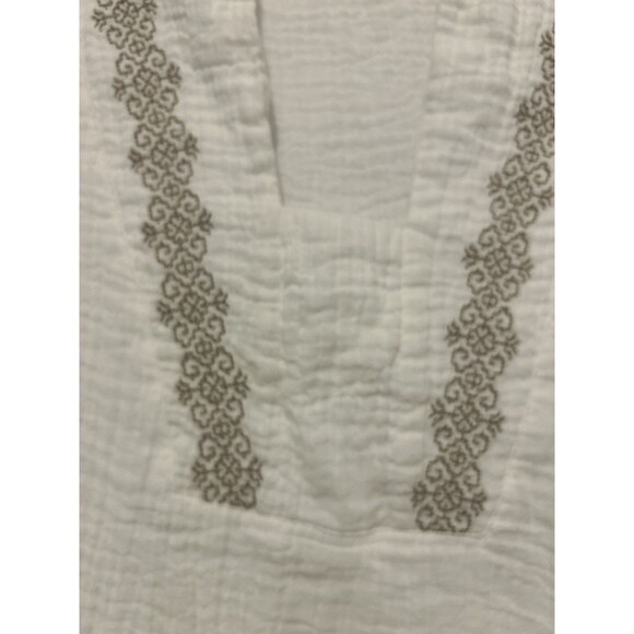 National White Embroidered Cotton Tunic Plus Size 3X Modest Summer 3/4 Sleeve - Picture 3 of 6